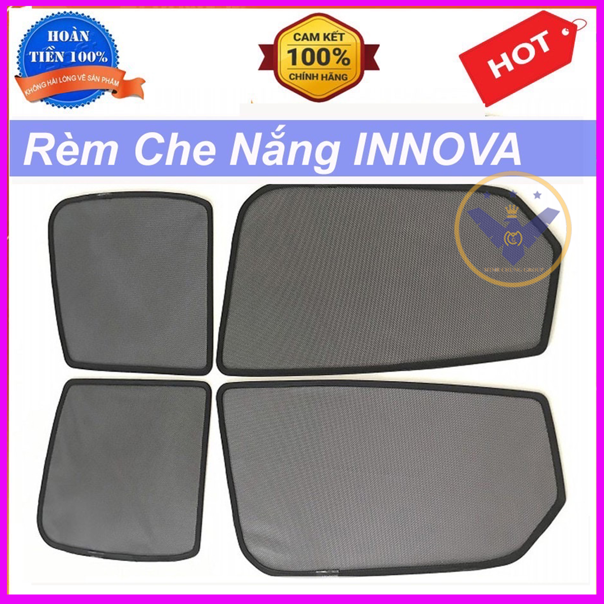 Rèm Chắn Nắng Nam Châm Cho Xe Ô Tô Toyota Innova Bộ 4 Miếng, Loại Dày