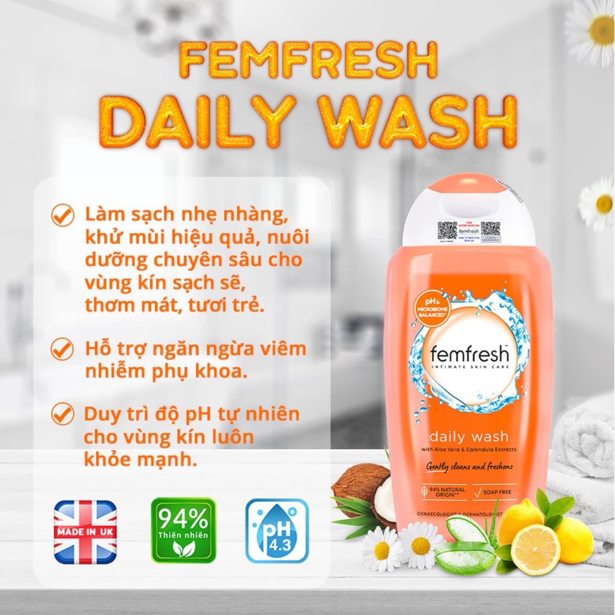 Dung Dịch Vệ Sinh Phụ Nữ Femfresh Daily Wash DDVS Phụ Nữ Intima 250ml