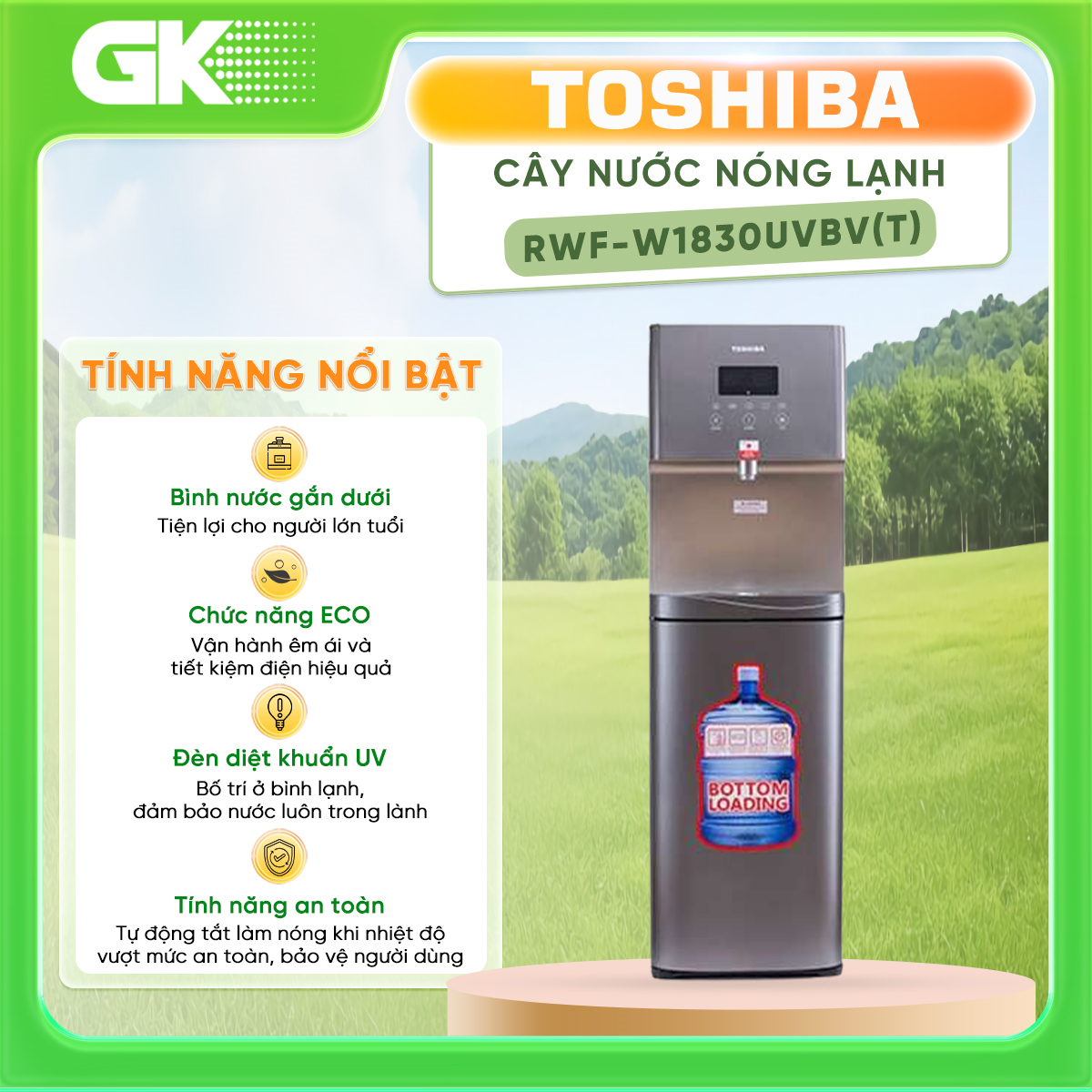 Cây Nước Nóng Lạnh Toshiba Rwf - W1830Uvbvt - Hàng Chính Hãng