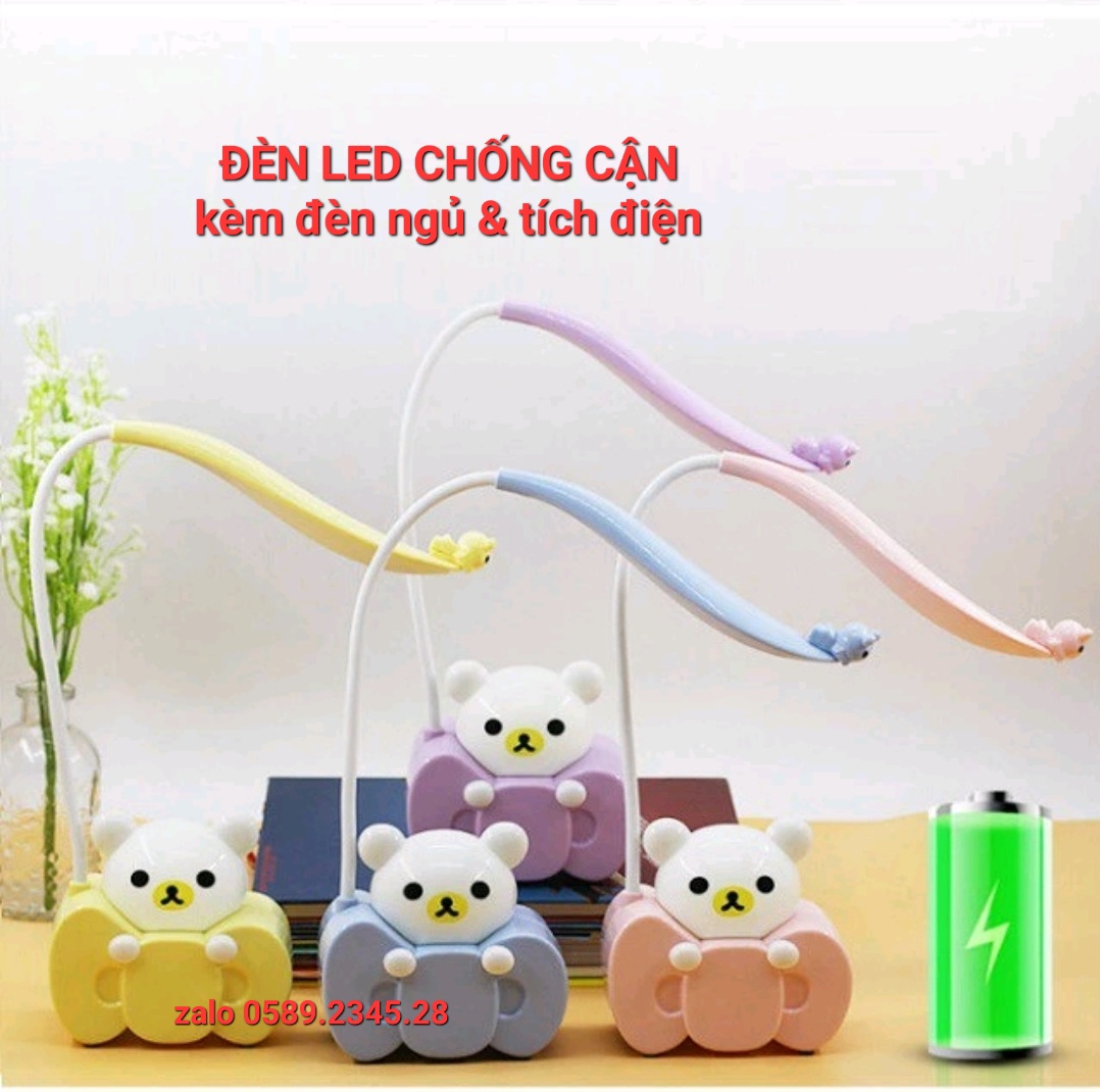 Đèn led chống cận tích điện usb có đèn ngủ hình gấu