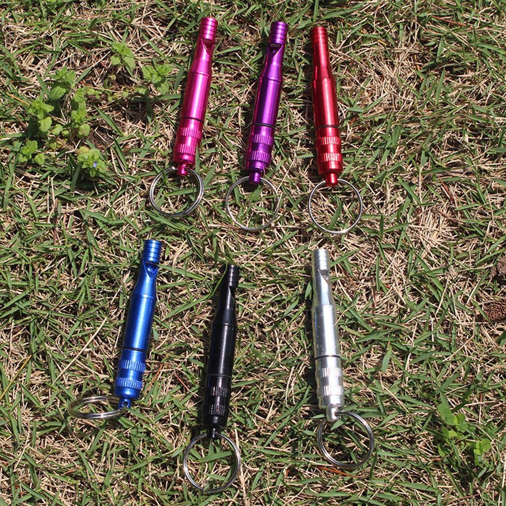 5pcs Aluminum Alloy Emergency Safety Whistle with Waterproof Compartment & Key Ring for Outdoor Hiking Travel Camping Boating