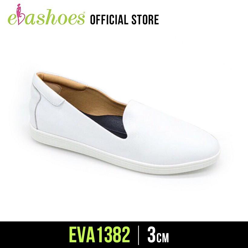 Giày Slipon Đế Độn 3cm Da Tổng Hợp Evashoes - Eva1382(Màu Đen, Trắng