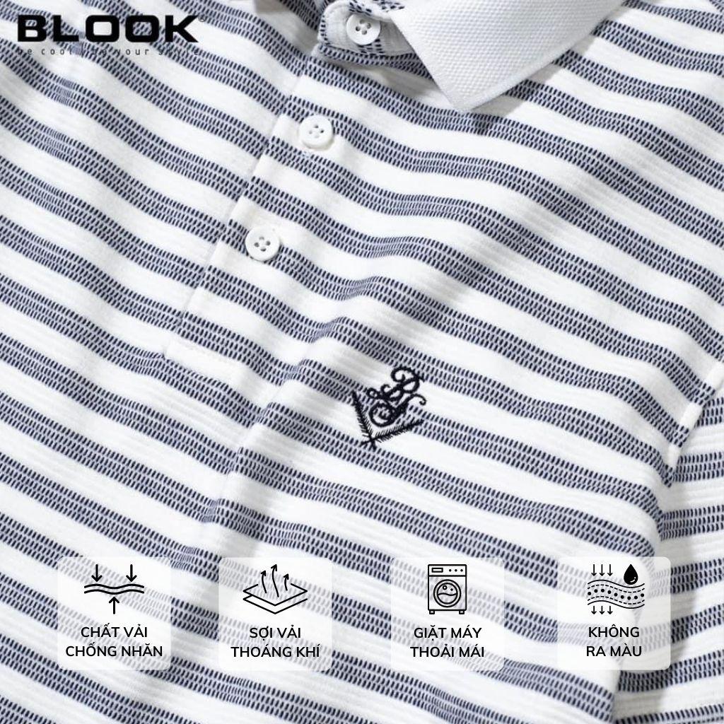 Áo polo nam slimfit BLOOK Vải thun cá sấu thun gân nhẹ dày dặn co gian 4 chiều mã 32084 (HÌNH THẬT