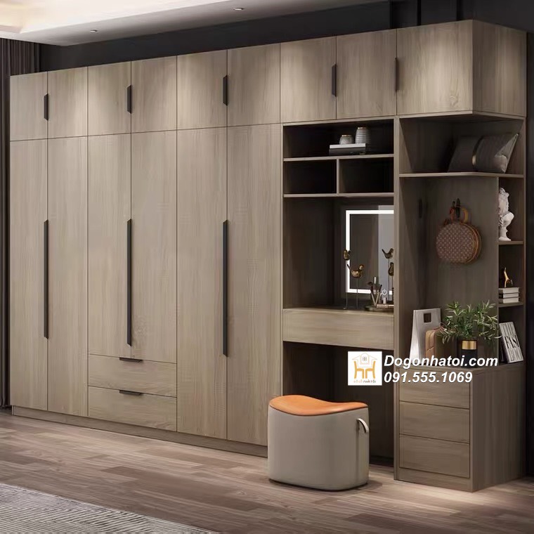 Tủ quần áo kèm bàn trang điểm gỗ công nghiệp 2m4 x 2m6 - TA215
