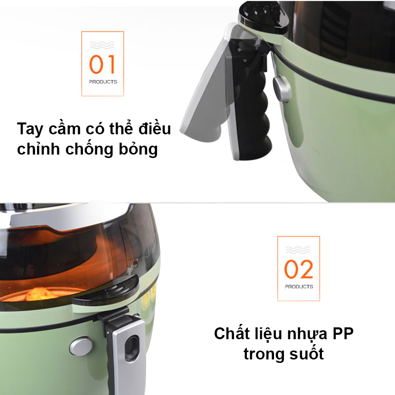 Nồi chiên không dầu dung tích 8L, nồi chiên ko dầu công nghệ hàn quốc, công suất 1500W, thiết kế hiện đại, dễ dàng sử dụng, KB-6001M