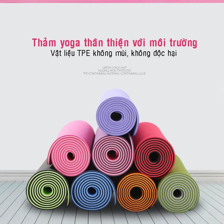 Thảm tập yoga tpe 2 lớp cao cấp chống trơn trượt bao hanh 12 tháng