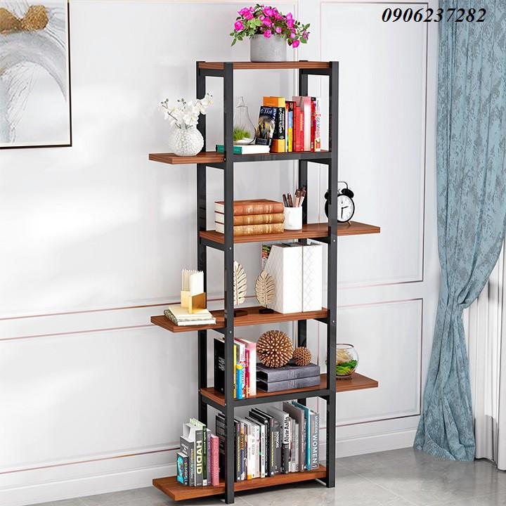 Kệ trang trí khung thép 6 tầng lệch
