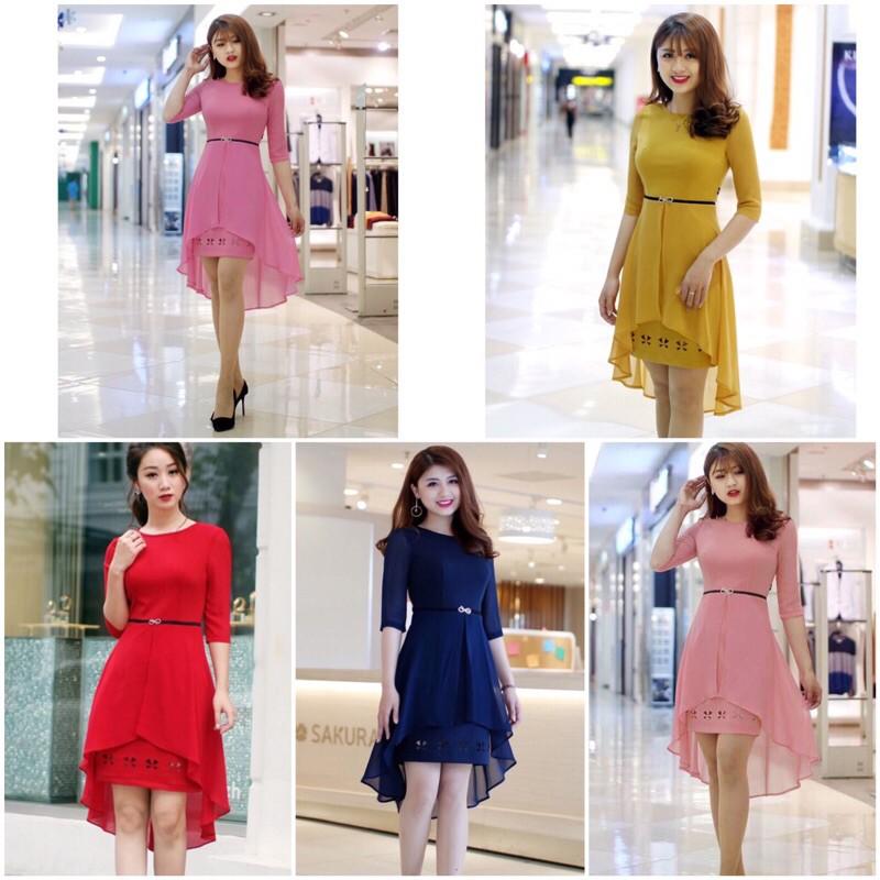 Đầm ôm phối chiffon V38 cao cấp