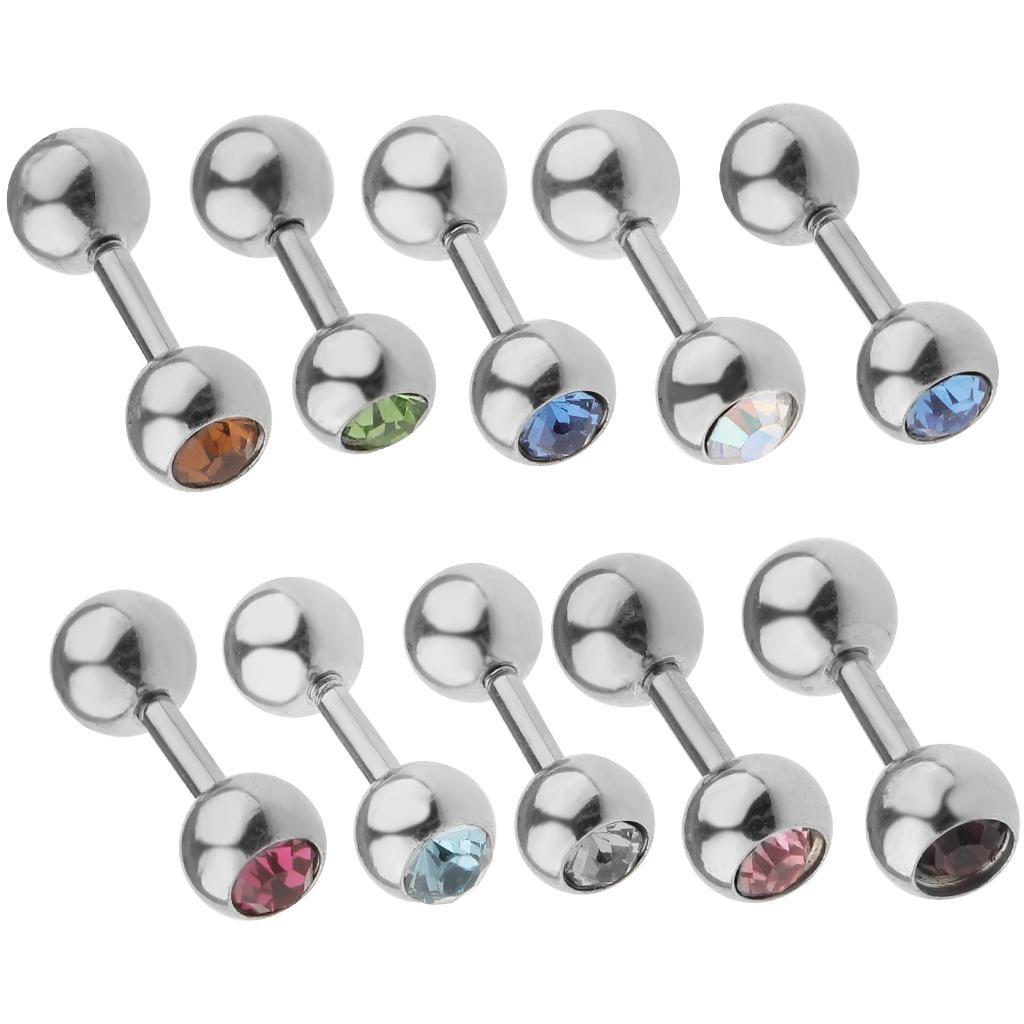 10 Pieces Stainless Steel Ear   Lip  Bar Piercings Jewelry