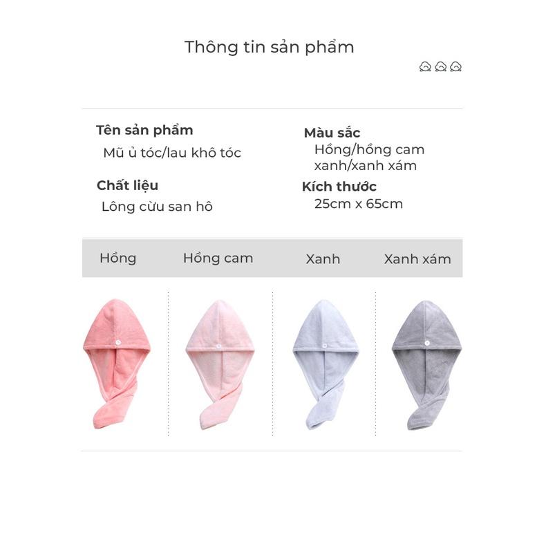 Khăn ủ tóc đa năng, khăn quấn tóc gội đầu cao cấp, vải cotton mềm mại thấm hút tốt Cicico B190