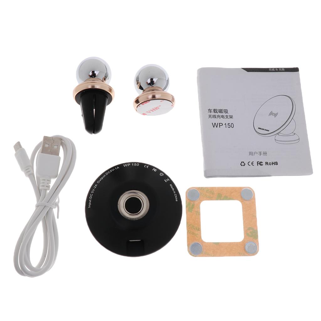 Magnetic Wireless Car Charger Air Vent/Dashboard 3-in-1 Car Mount Phone Holder with Cradle for QI Charging Phones, Such as Samsung Galaxy 8/S8/S8+ and More