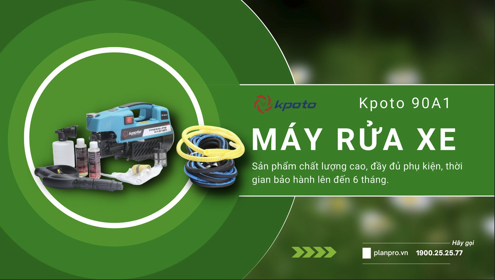 Máy rửa xe Kpoto 90A1-Công Suất 2000W, 100% Ruột Đồng_Chính Hãng