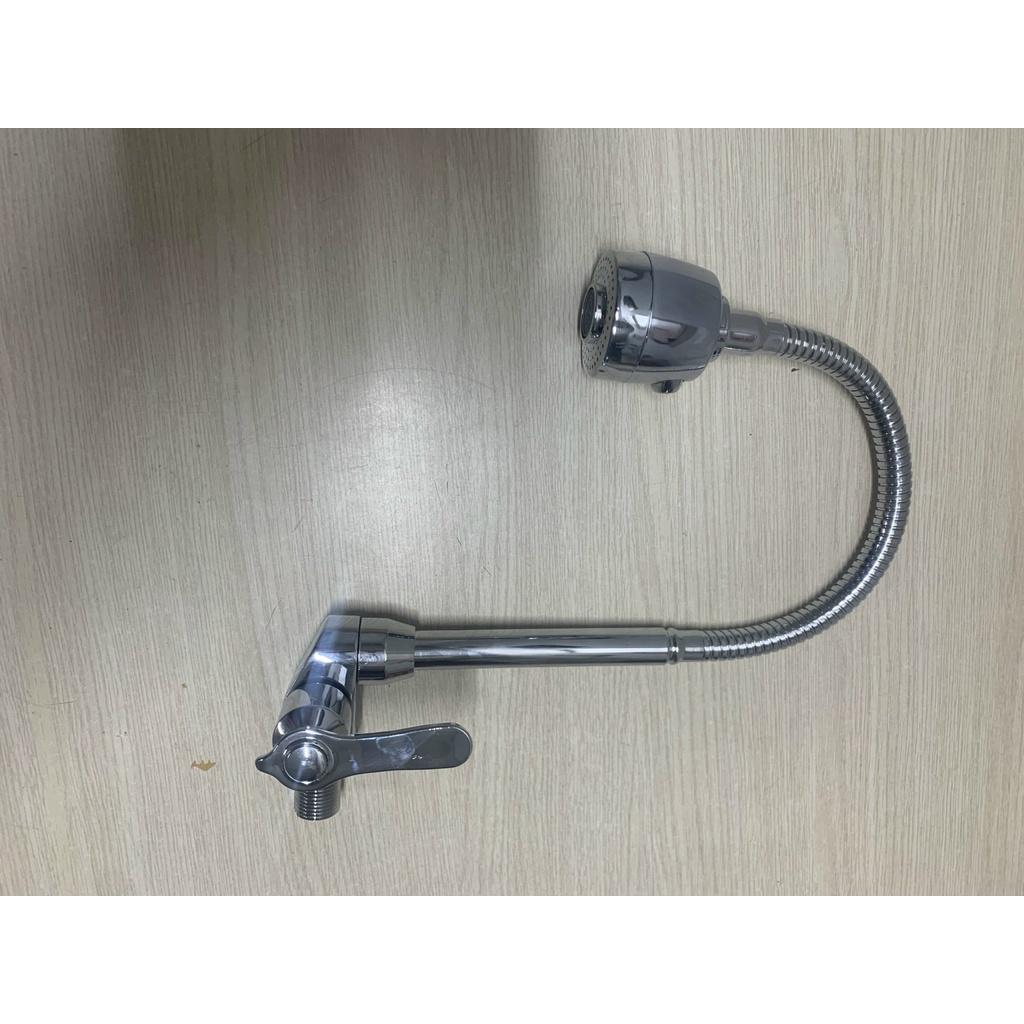 Vòi Rửa Chén Bát Lạnh Gắn Tường Lò Xo Inox Bóng