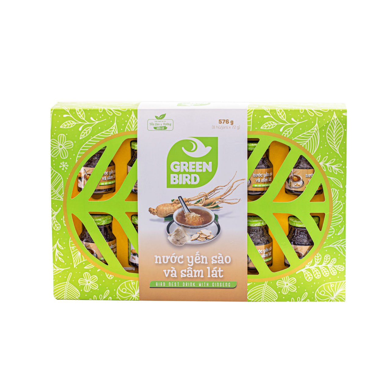 Green Bird - Nước Yến Sào và Sâm Lát - Hộp quà 8 hũ *72g