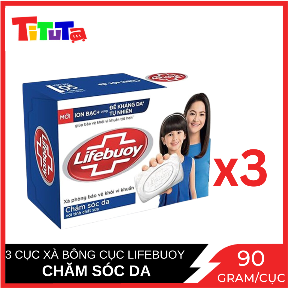 COMBO 3 Xà Bông Cục Lifebuoy Chăm Sóc Da (Xanh) 90gx3