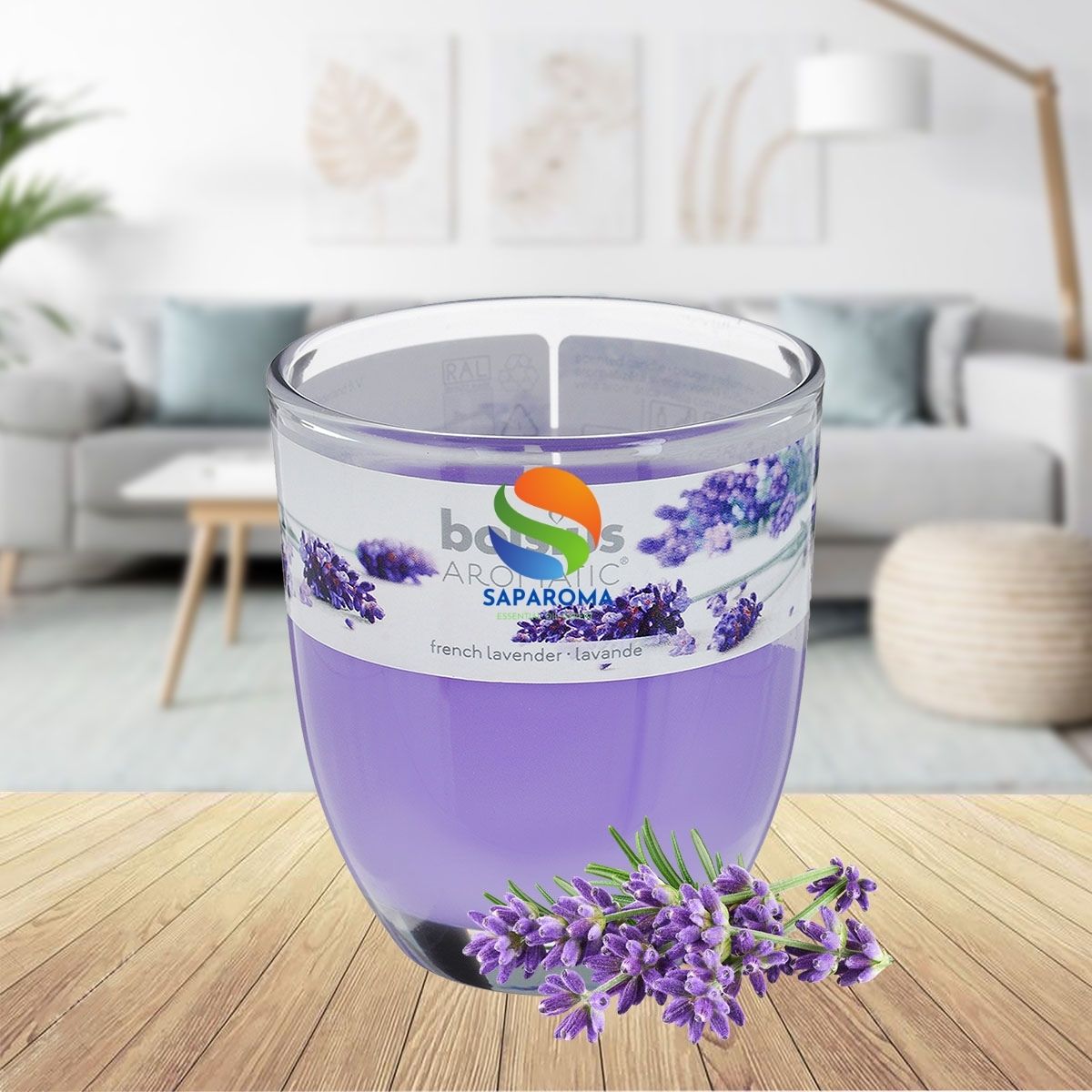 Ly nến thơm tinh dầu Bolsius French Lavender 105g QT024340 - hoa oải hương, nến trang trí, thơm phòng, thư giãn, Hỗ trợ khử mùi