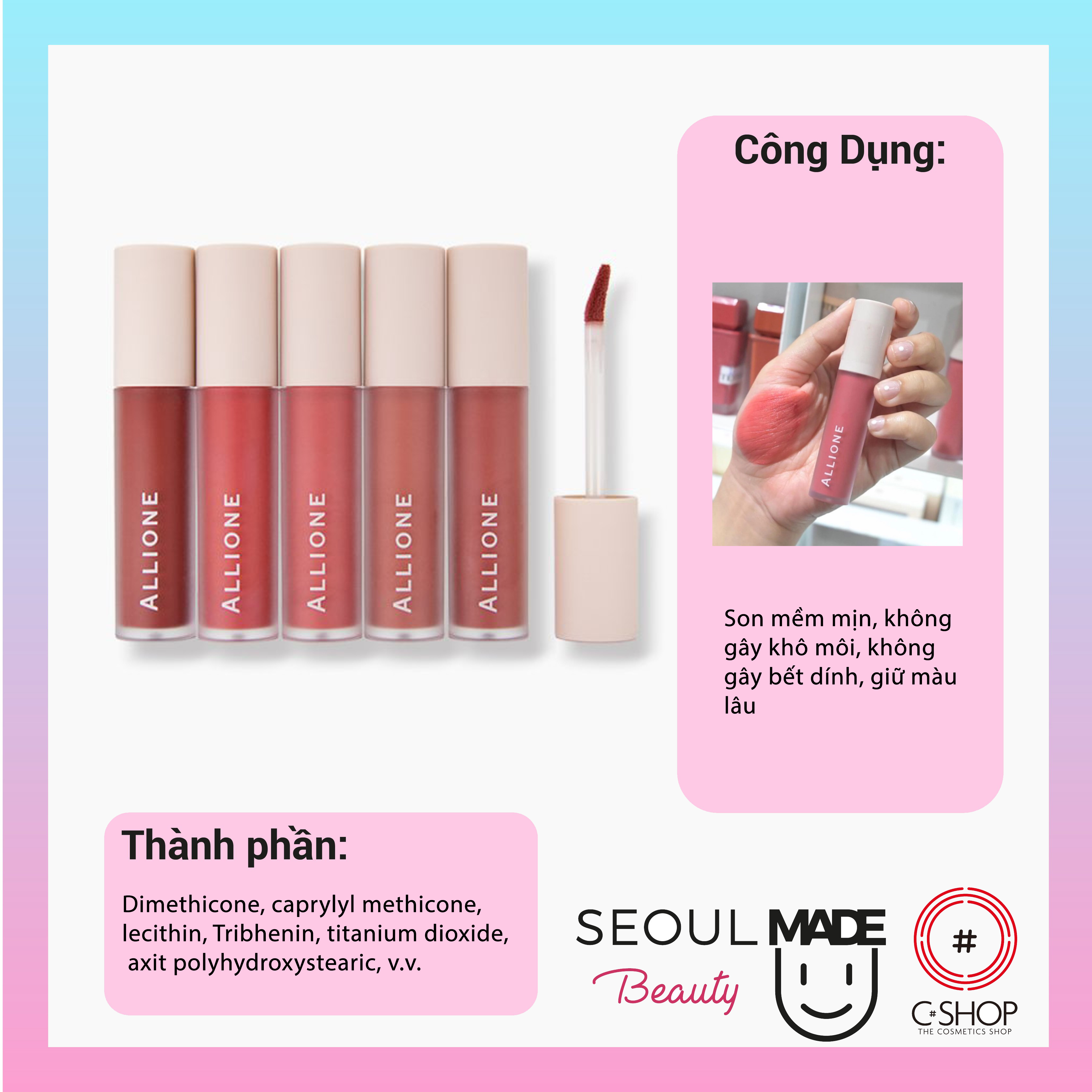 Son tint bền màu Allione Muse Mellow Velvet Tint 5.5g_Mỹ phẩm Hàn Quốc