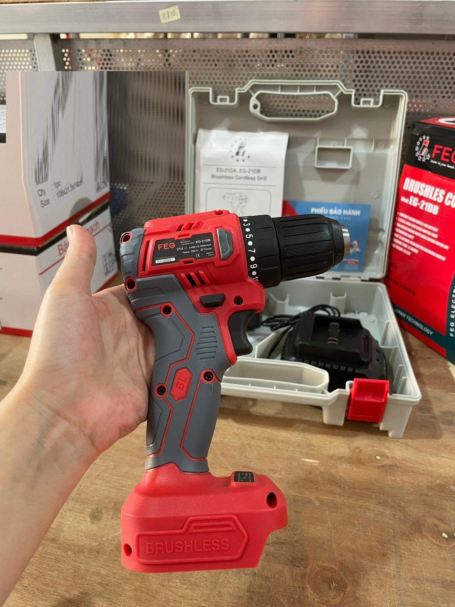 MÁY KHOAN VẶN VÍT DÙNG PIN 21V FEG EG-21DB - HÀNG CHÍNH HÃNG