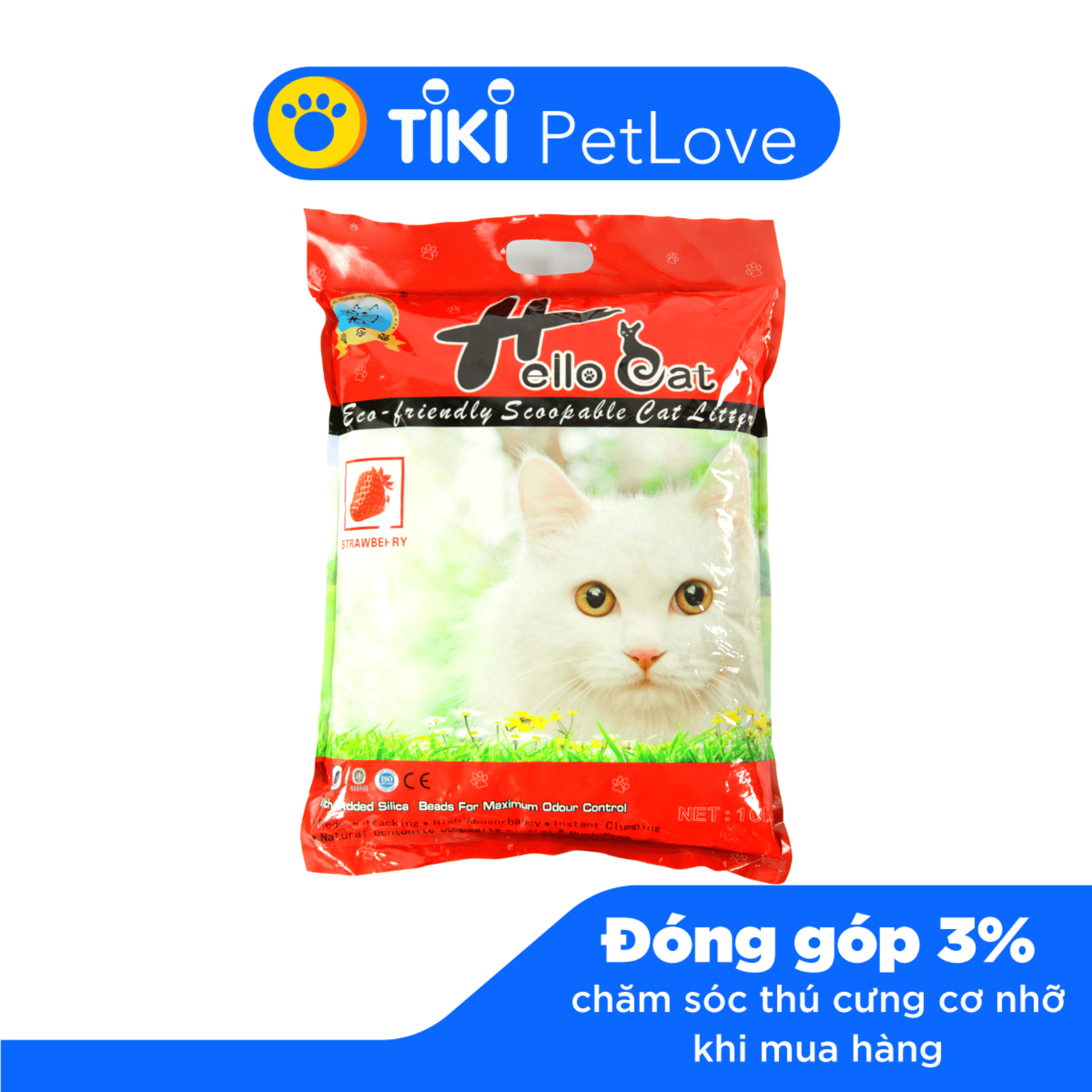 Cát Vệ Sinh Cho Mèo Hương Dâu - Hello Cat 10 Lít