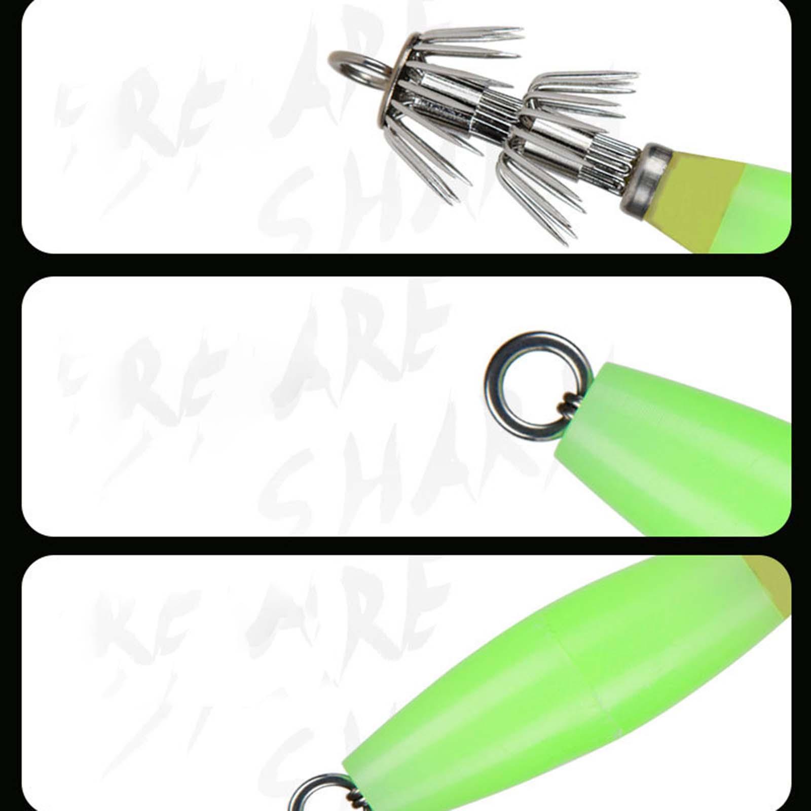 3x Luminous Squid Jig Hooks Artificial Fishing Lures Metal Hook Squid Lures