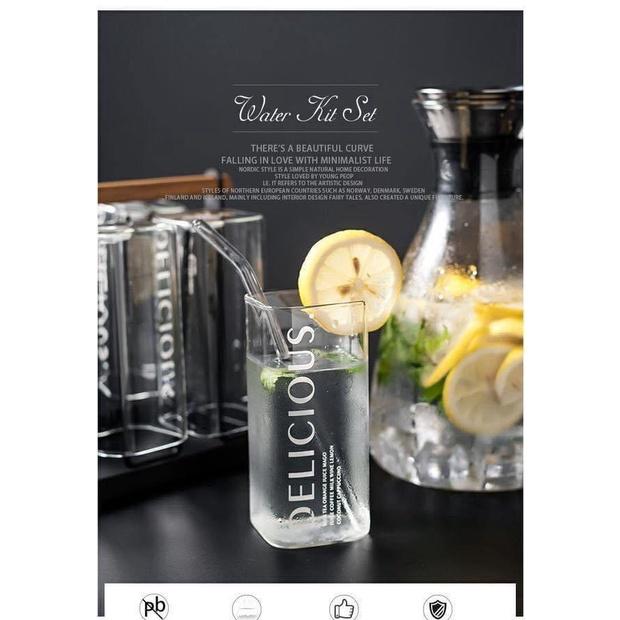BỘ BÌNH CỐC THỦY TINH KÈM KHAY GIÁ ÚP SANG CHẢNH DECOR PHONG CÁCH SCANDINAVIA