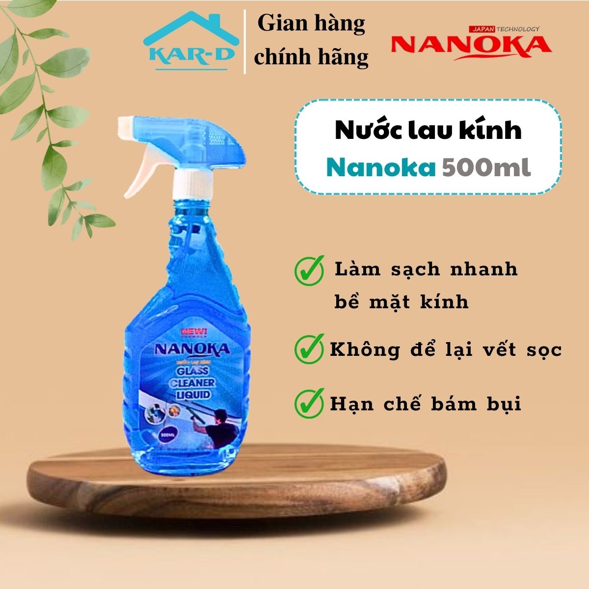 Combo Nước lau kính Nanoka 500ml và Nước rửa bát hương chanh Nanoka 800ml