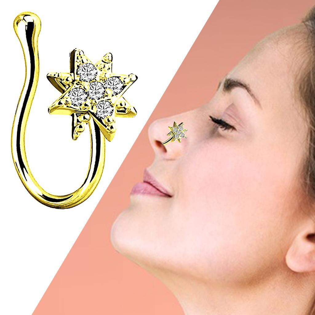 3 Pieces Crystal U Shaped Fake Nose Rings 18G Hoop No Piercing Non Pierced
