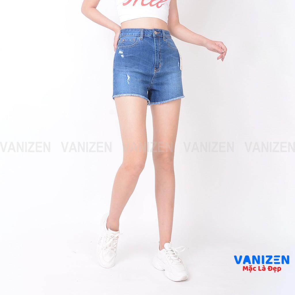 Quần short jean nữ ngắn đẹp lưng cao cạp cao tua rua gấu rách hàng cao cấp mã 431 VANIZEN