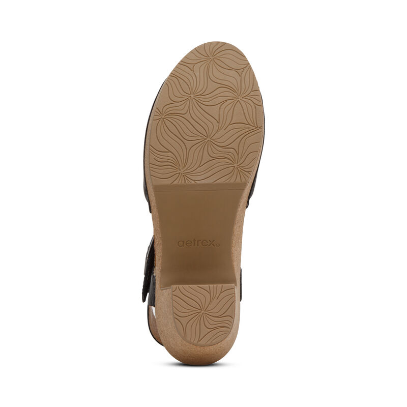 Giày sandal sức khỏe nữ Aetrex Finley Black - Giày cao gót đệm da êm, nhẹ