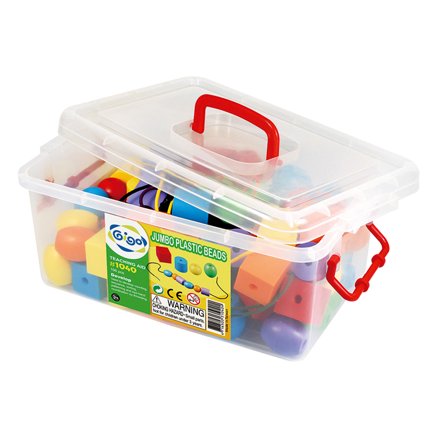 Dụng Cụ Dạy Học Gigo Toys Xâu Chuỗi - Jumbo Plastic Beads 1040 (106 Mảnh Ghép)