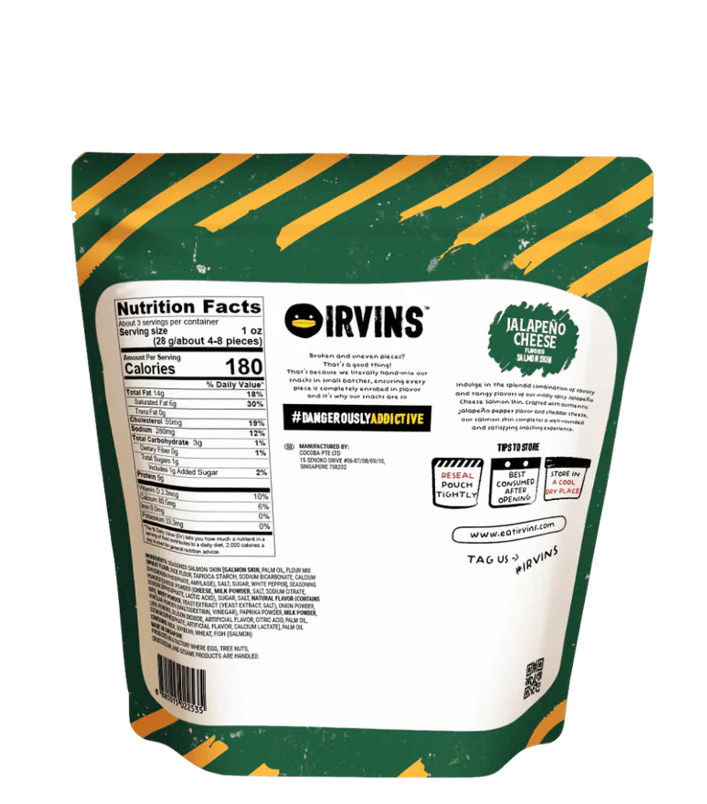Da cá hồi vị phô mai Jalapeno 80g IRVINS