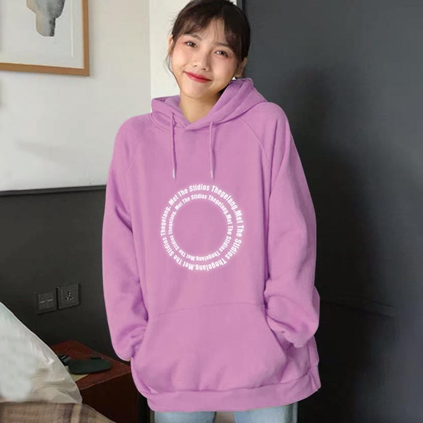 Áo hoodie unisex phản quang vòng tròn chữ, áo khoác nỉ nam nữ unisex form rộng – ST176 - babitrendy