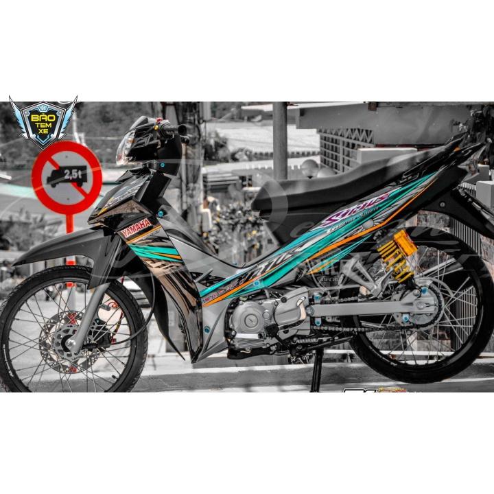 Tem rời dán xe sirius đen xanh