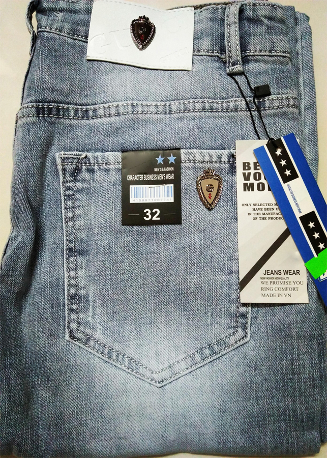 Quần Jean Nam Wash Bạc Dáng Ôm JEANBAC01
