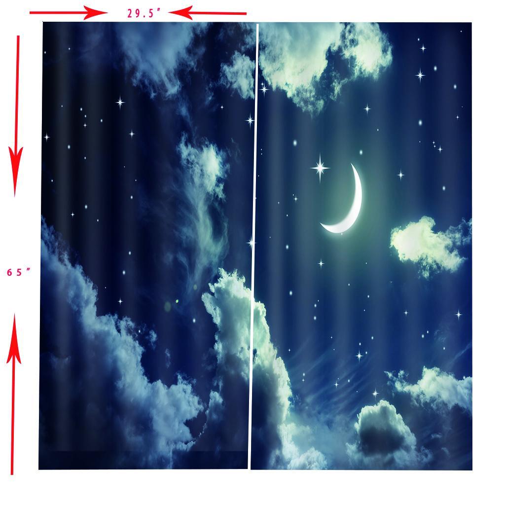 Night Sky Print Living Room Window Drapes 2 Panel Set MACHINE WASHABLE