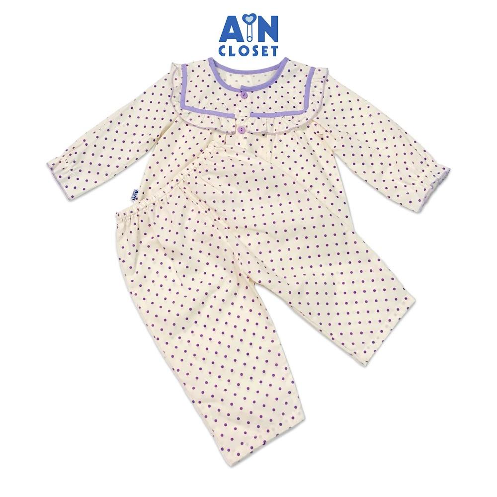 Bộ quần áo dài bé gái họa tiết Bi tím cotton - AICDBGKKYTXB - AIN Closet