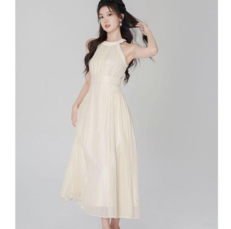 TOBE1SHOP Váy cổ nữ thiết kế mùa hè, eo cao, váy cổ dài.