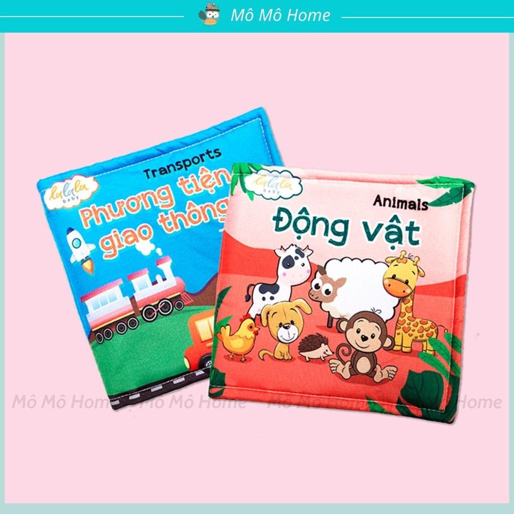 Combo 2 cuốn sách vải cho bé Lalala baby, kích thích đa giác quan (Phương tiện giao thông, Động vật)