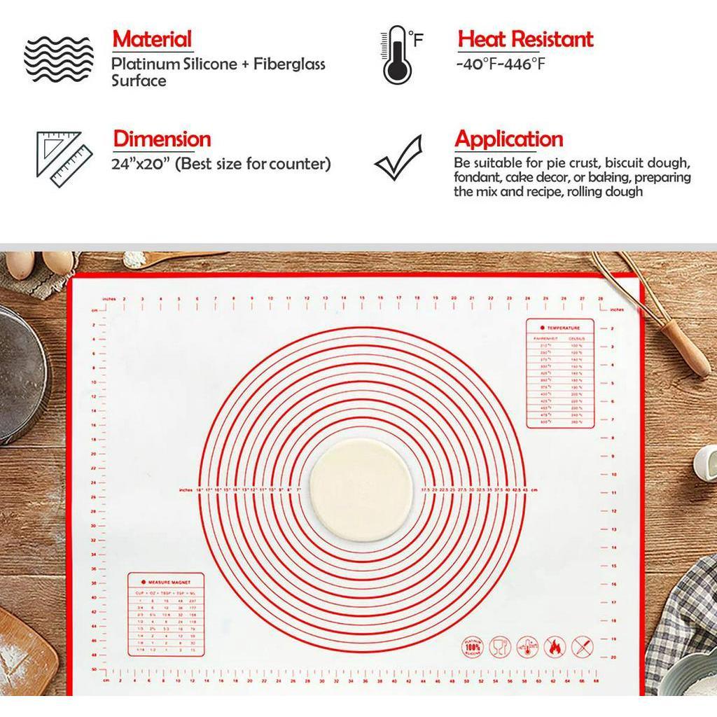 Thảm ANAEAT Bằng Silicon Nhào Bột Làm Bánh Pizza / Bánh Ngọt Cho Nhà Bếp Tiện Dụng