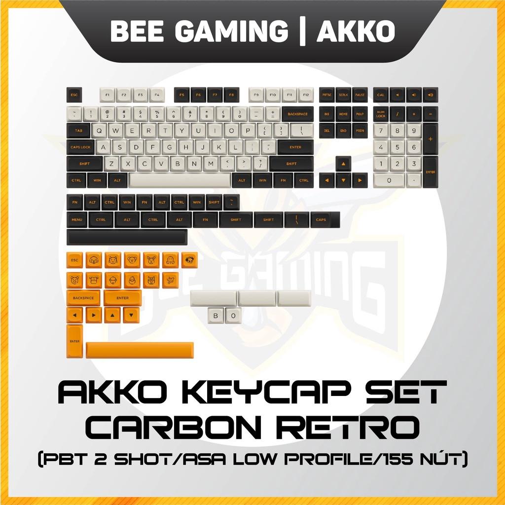 Bộ keycap chính hãng AKKO - Carbon Retro (PBT Double Shot / ASA-Low Profile / 155 nút))