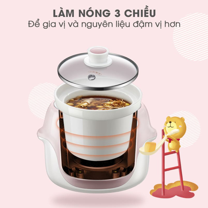 Nồi Nấu Chậm 1 Lít Bear DDG-D10B1S - Hàng Chính Hãng