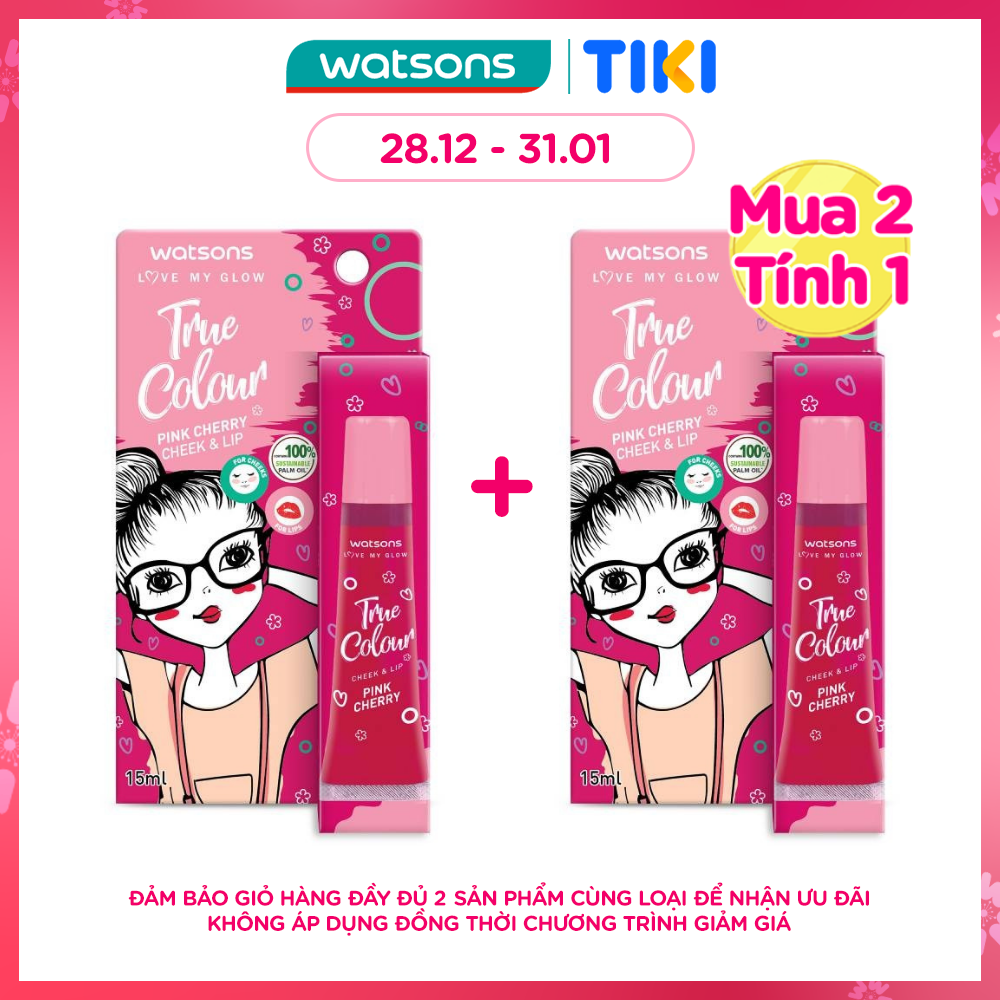 Son Dưỡng Có Màu Watsons Dành Cho Má Và Môi Pink Cherry 15ml