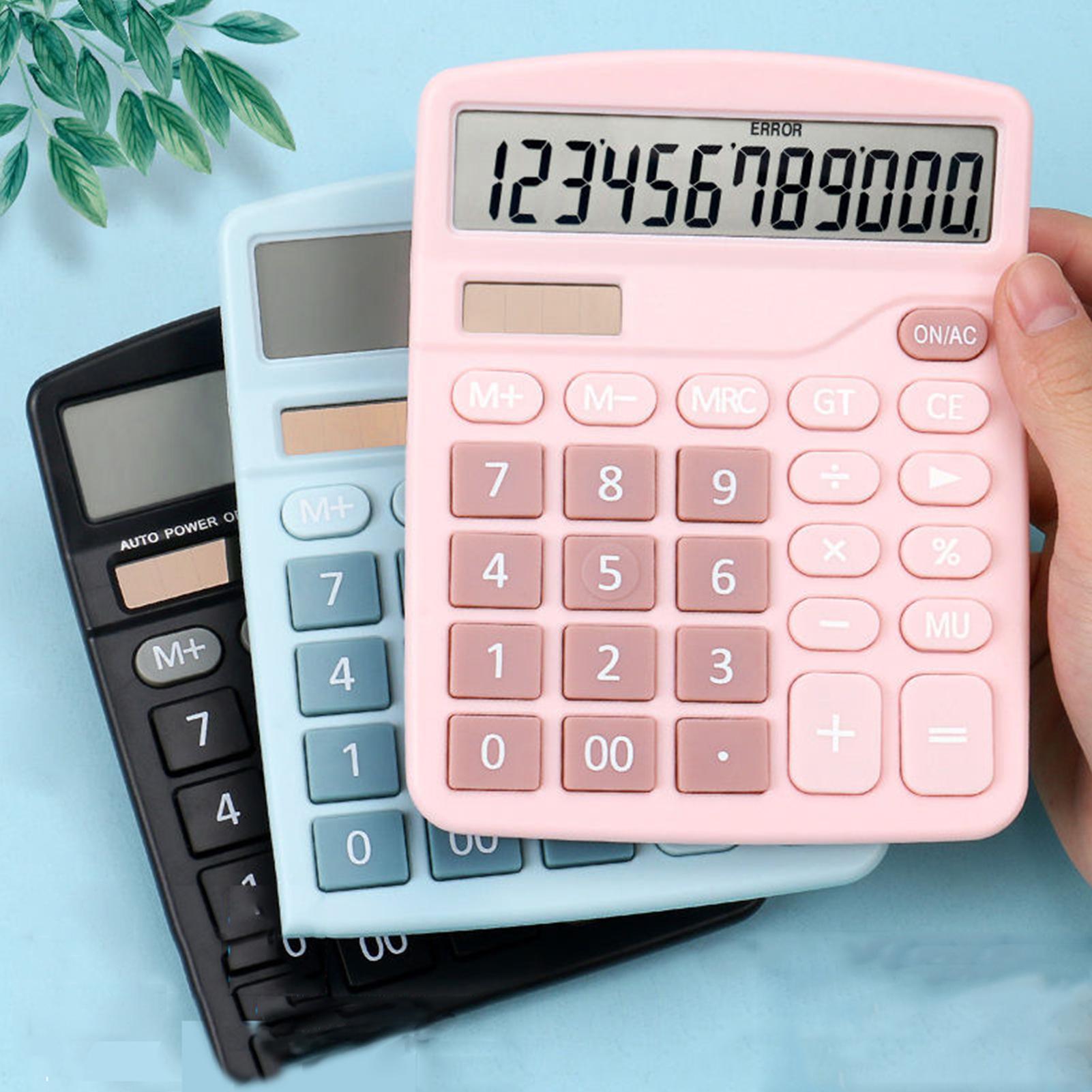 Desktop Calculator Standard Function Calculator with 12-Digit Large LCD Display Solar & Battery Dual Power for Home