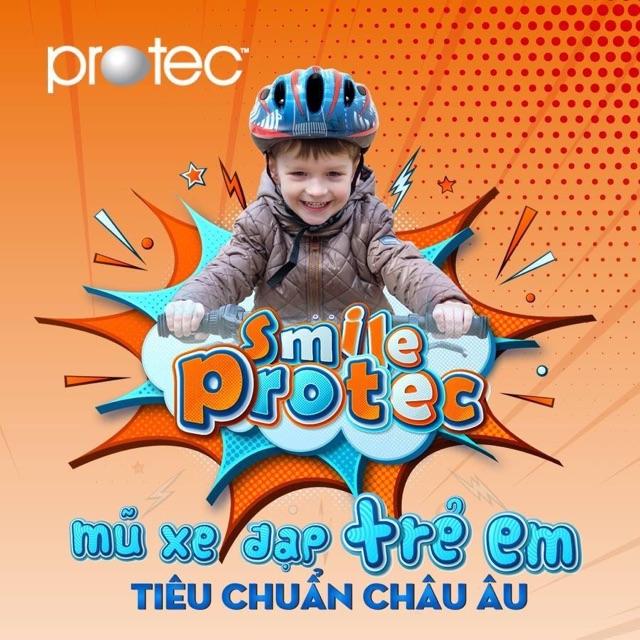 Nón bảo hiểm xe đạp trẻ em Protec SMILE cho bé trai từ 1-12 tuổi, họa tiết mạnh mẽ, năng động, có đèn hậu an toàn- Hàng chính hãng