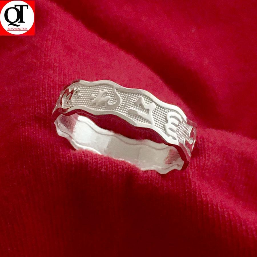 Nhẫn thời trang nam nữ khắc bát nhã tâm kinh chất liệu bạc ta trang sức Bạc Quang Thản – QTNU91