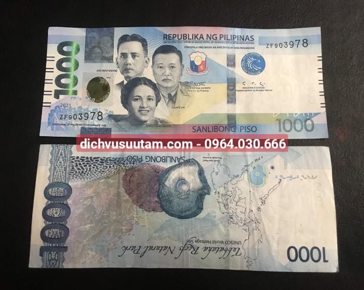 Tiền Philippine mệnh giá lớn nhất 1000 Pesos sưu tầm, tiền mới 85%