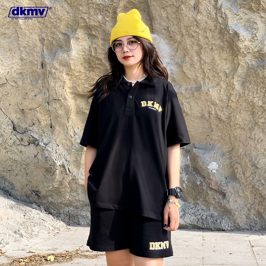 Áo polo nữ form rộng màu đen | DKMV Polo Academy - BLACK