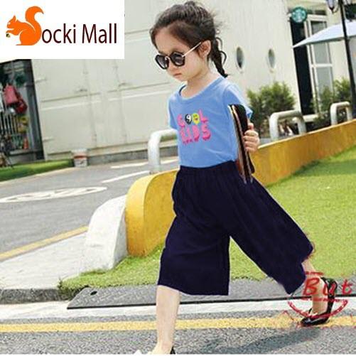 Bộ quần áo lửng bé gái, kiểu quần ống rộng thời trang .
