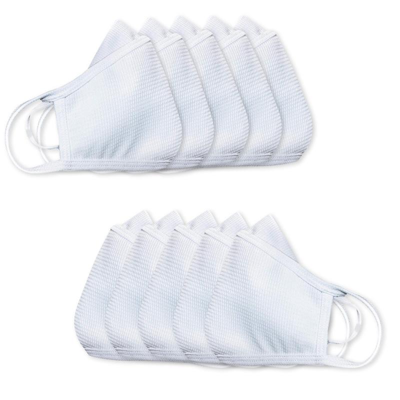 Combo 10 khẩu trang vải kháng khuẩn và bụi mịn , chống thấm ngăn UV  3 lớp  cao cấp Protech Mask màu trắng - Tiêu chuẩn Intertek Châu Âu