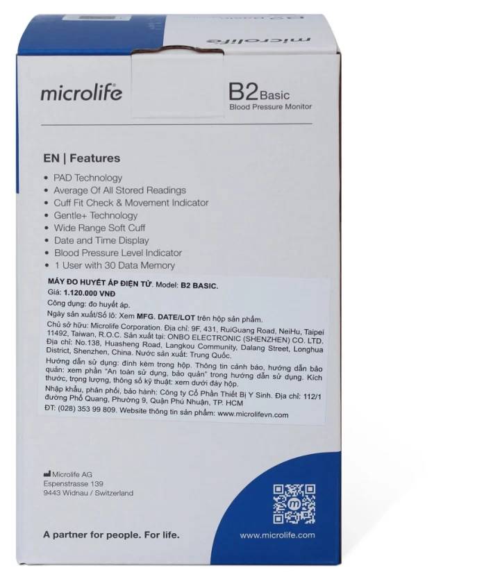Máy Đo Huyết Áp Bắp Tay Microlife B2 Basic